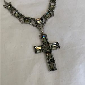 EMERALD CUT AUSTRIAN CROSS